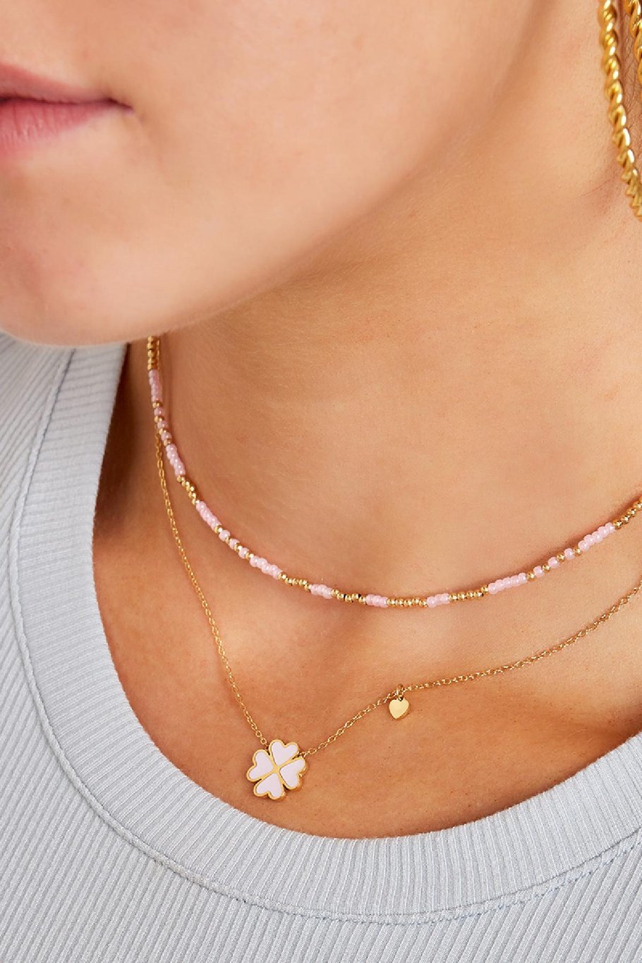 Collier en acier inoxydable Trèfle Rose Image3